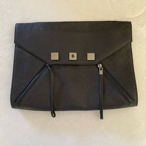 Karl Lagerfeld black leather clutch